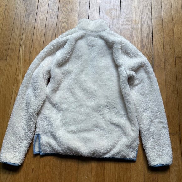 Marine Layer Re-Spun Size XS White Sherpa Fleece 1/4 Zip Pullover w/ Blue Trims - Picture 12 of 12